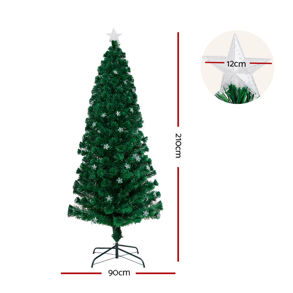 Jingle Jollys 2.1m Christmas Tree Optic Fibre LED Xmas tree Multi Colour-1