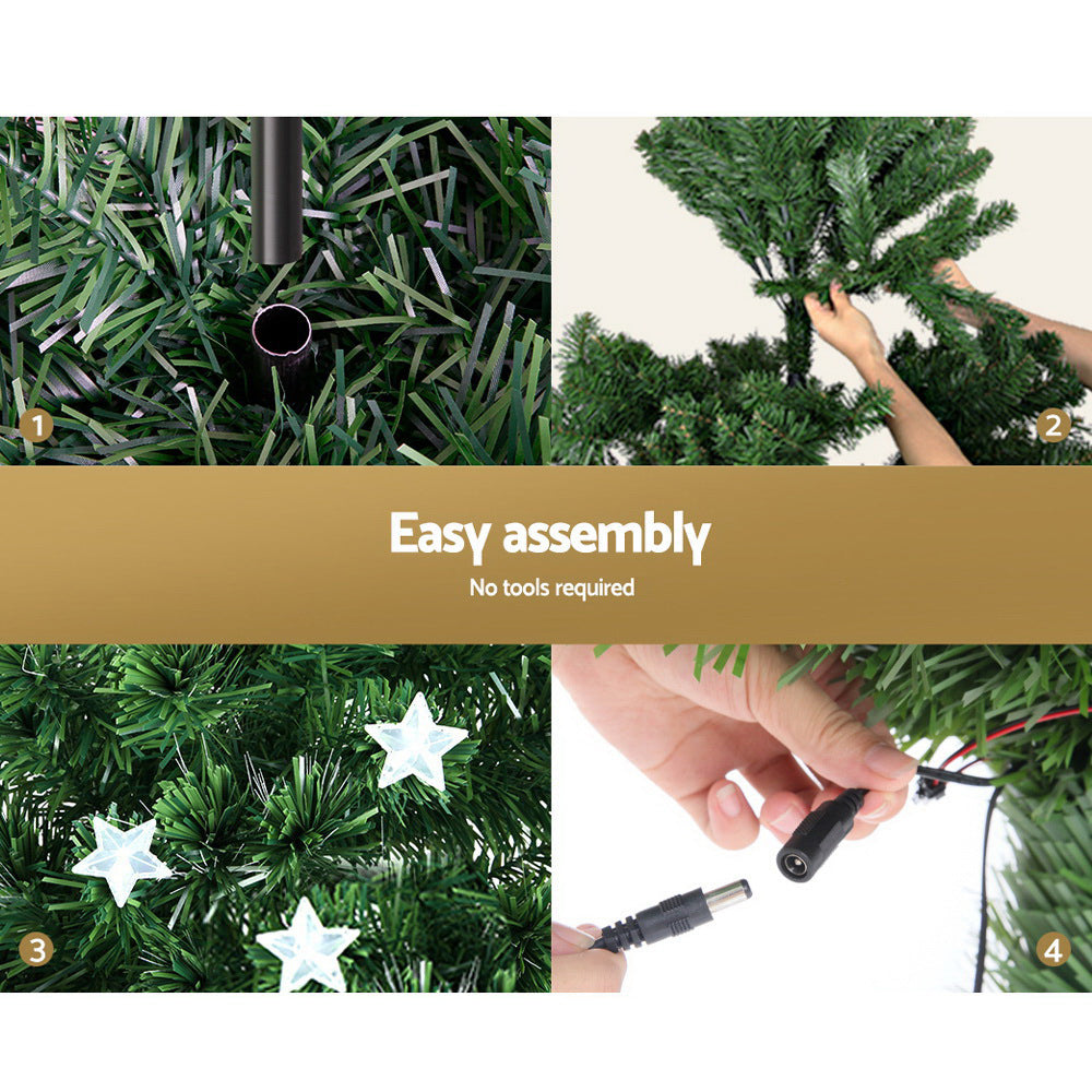 Jingle Jollys 2.1m Christmas Tree Optic Fibre LED Xmas tree Multi Colour-2