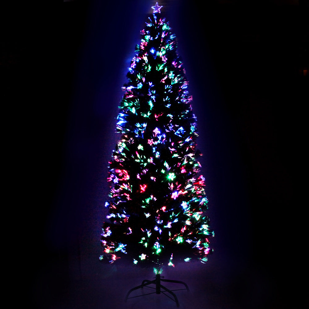Jingle Jollys 2.4m Christmas Tree Optic Fibre LED Xmas tree Multi Colour-0