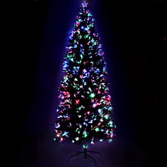 Jingle Jollys 2.4m Christmas Tree Optic Fibre LED Xmas tree Multi Colour-0