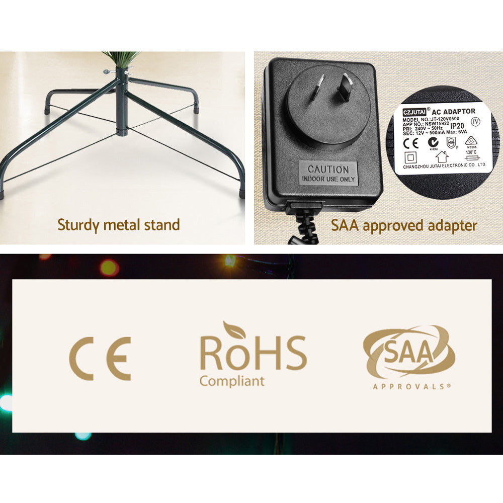 Jingle Jollys 2.4m Christmas Tree Optic Fibre LED Xmas tree Multi Colour-5