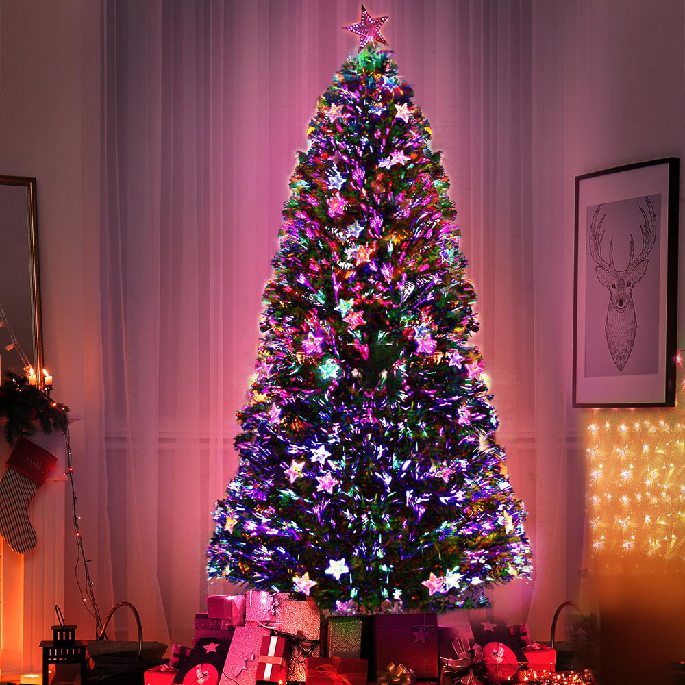 Jingle Jollys 2.4m Christmas Tree Optic Fibre LED Xmas tree Multi Colour-6