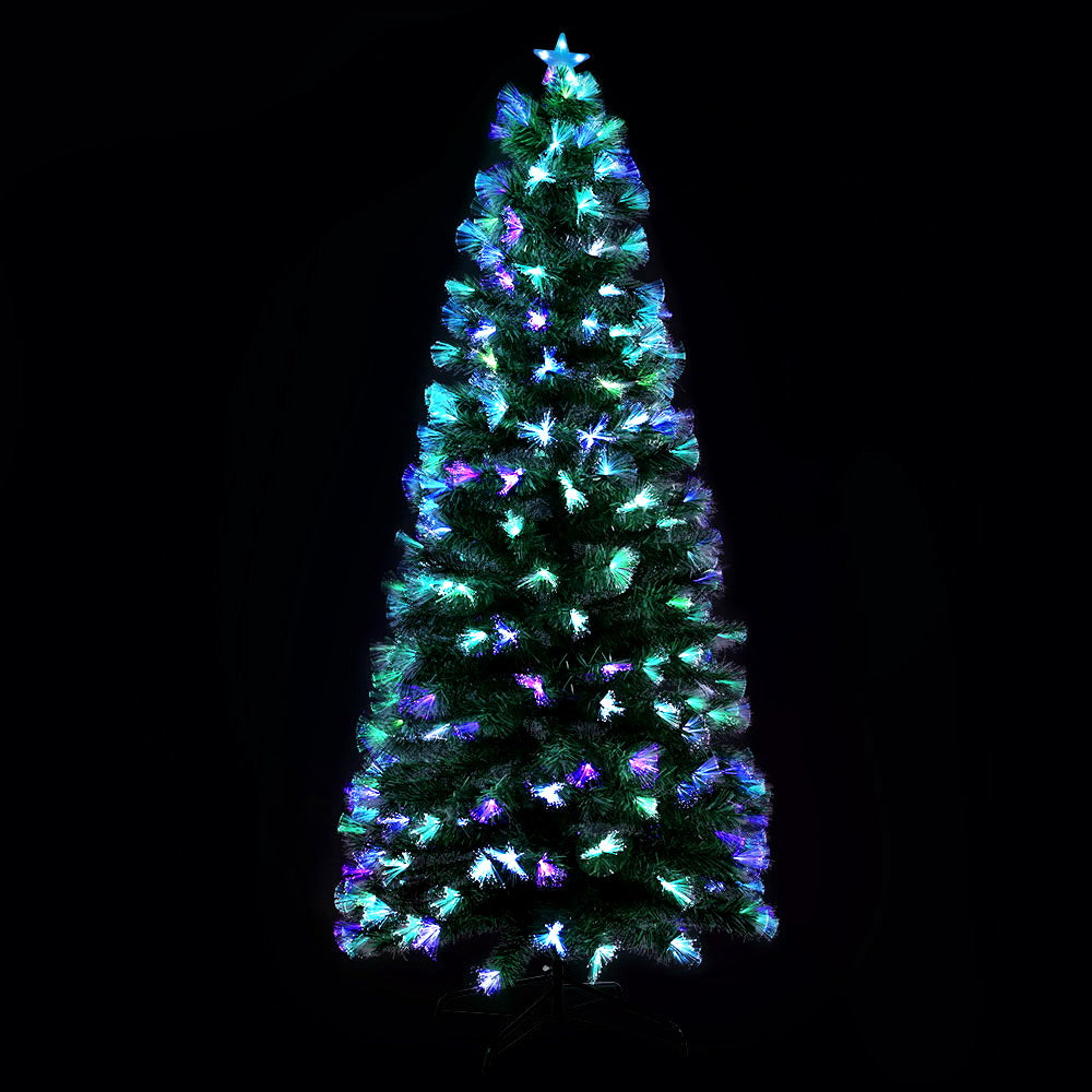 Jingle Jollys Christmas Tree 2.1M 7FT LED Xmas Multi Colour Lights Optic Fibre-0