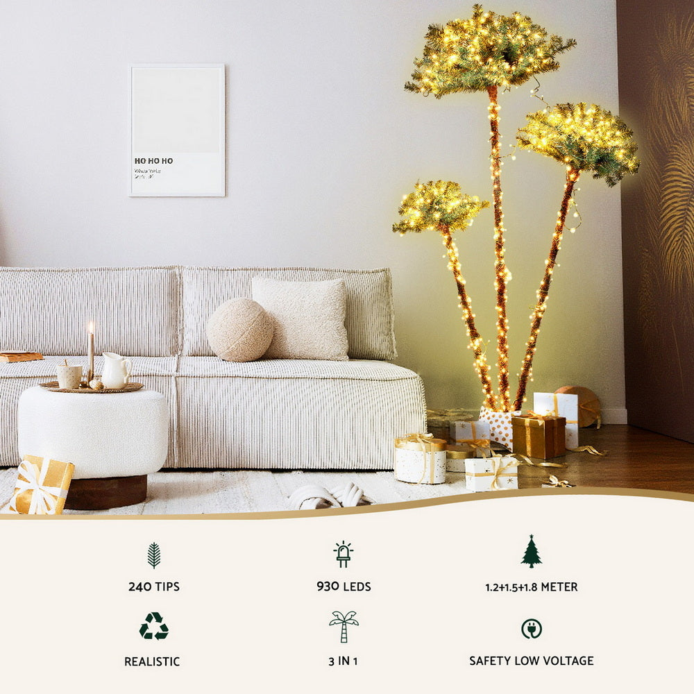 Jingle Jollys Christmas Tree 3-in-1 LED Xmas Palm Tree Party Decor 1.2/1.5/1.8M-3