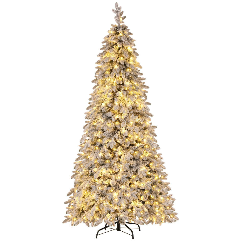 Jingle Jollys Christmas Tree 2.1m Flocking Pencil Tree LED Xmas 860 Tips White-0