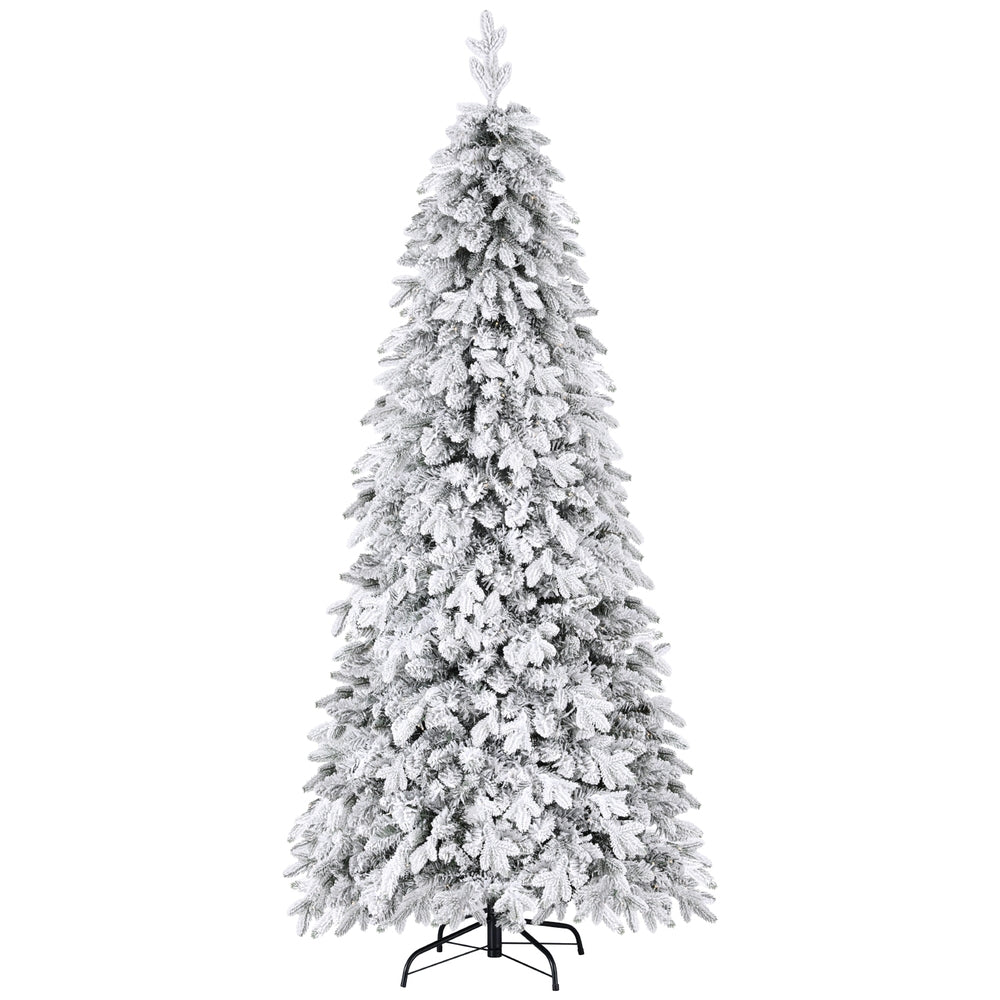 Jingle Jollys Christmas Tree 2.1m Flocking Pencil Tree LED Xmas 860 Tips White-2