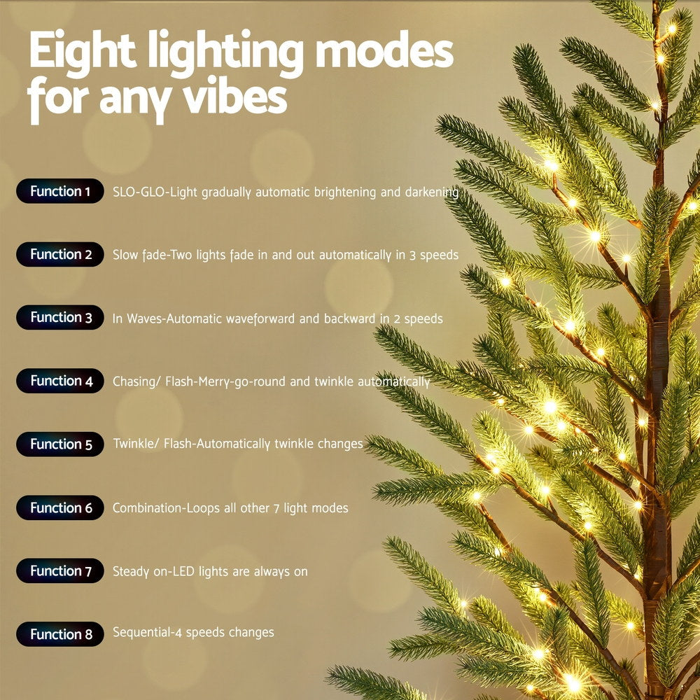 Jingle Jollys Christmas Tree 1.8M Pre-lit LED Xmas Tree 8 Modes Party Decoration-3
