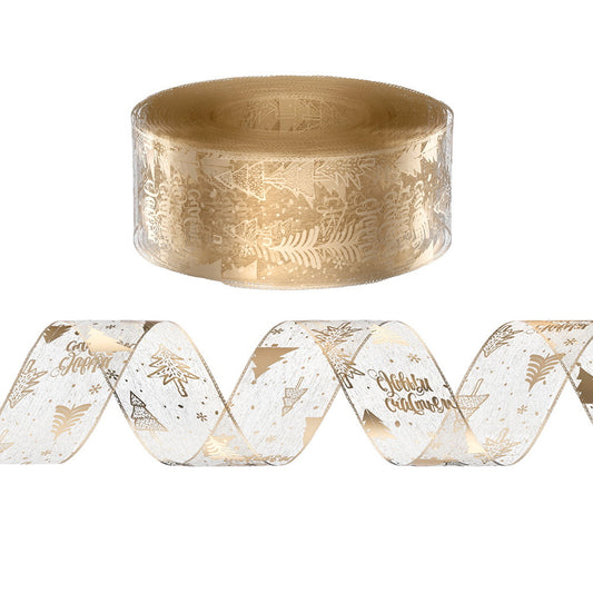 Jingle Jollys 20M Christmas Ribbon Roll Bow Printed Xmas Tree Decor Gift Gold-0