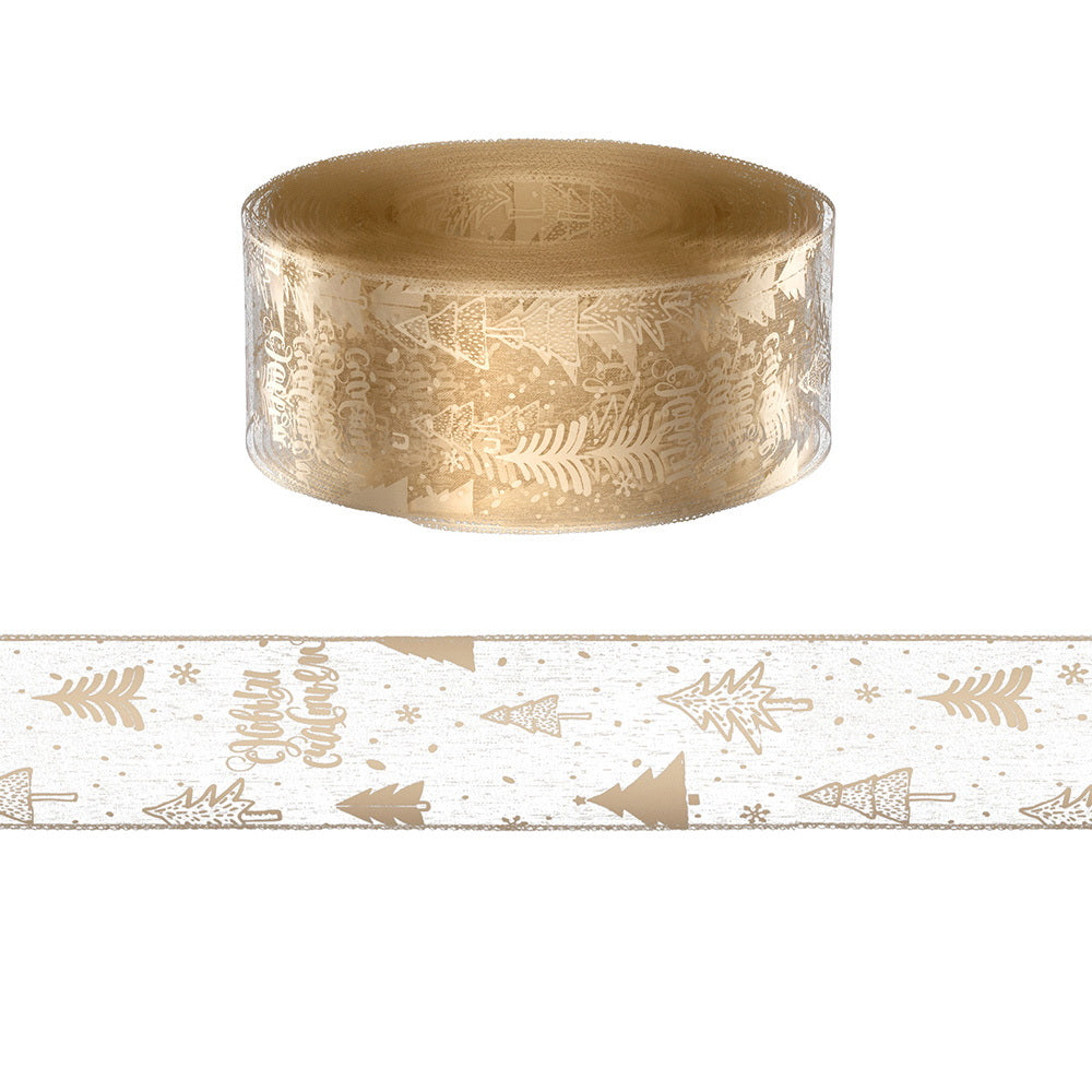 Jingle Jollys 20M Christmas Ribbon Roll Bow Printed Xmas Tree Decor Gift Gold-2