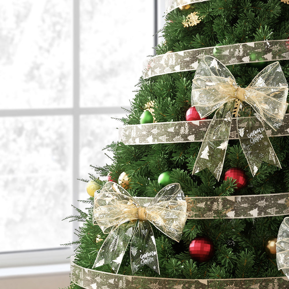 Jingle Jollys 20M Christmas Ribbon Roll Bow Printed Xmas Tree Decor Gift Gold-6