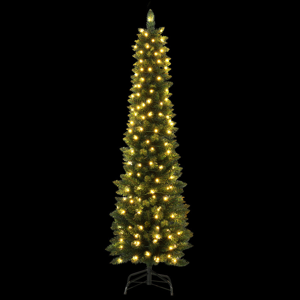 Jingle Jollys Christmas Tree 1.8m Pre-Lit 200 LED Lights Xmas Tree Decorations-0