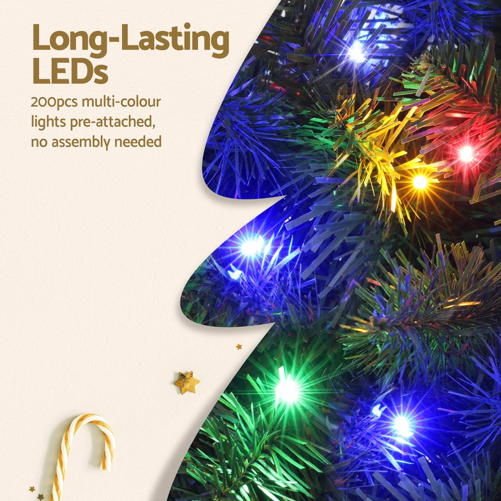 Jingle Jollys 1.8M Pre-lit Christmas Tree 8 Mode Multi Colour 200 LED Light Xmas-5