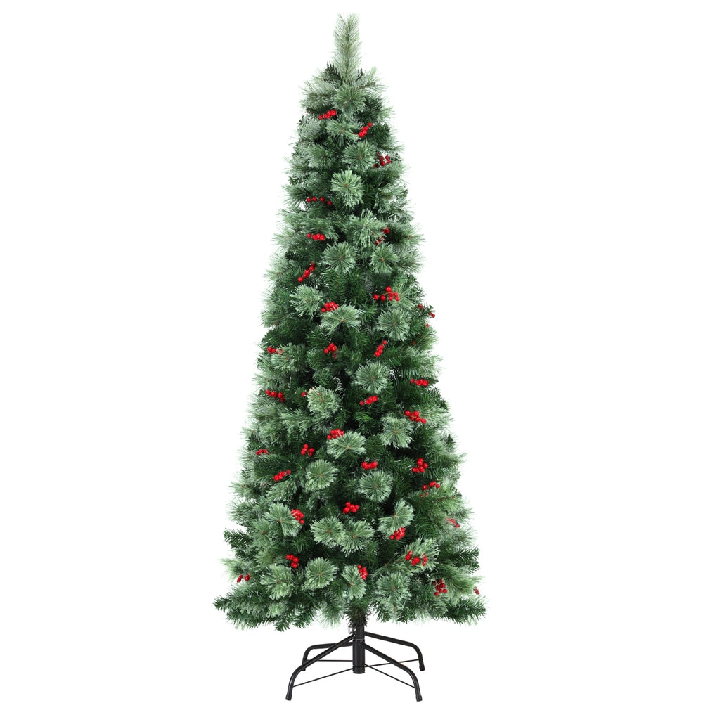 Jingle Jollys Christmas Tree 1.8M LED Xmas Tree Party Decorations Red Barries-2