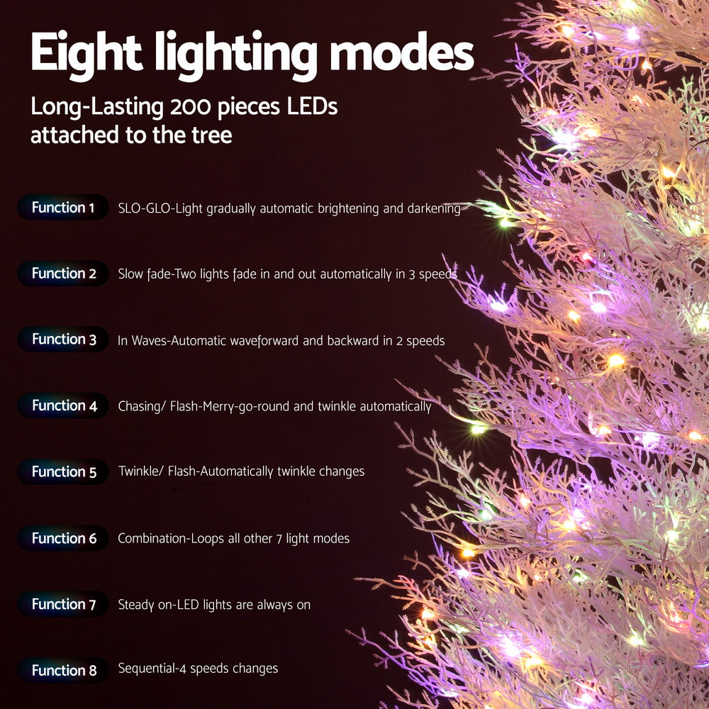 Jingle Jollys 1.8M LED Christmas Tree 8 Modes Adjustable Multi Color Light Snowy-4