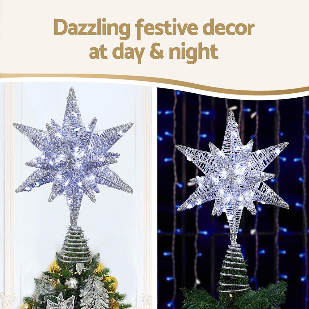 Jingle Jollys 3D Christmas Tree Topper Star LED Decorations Xmas Party Timer-3