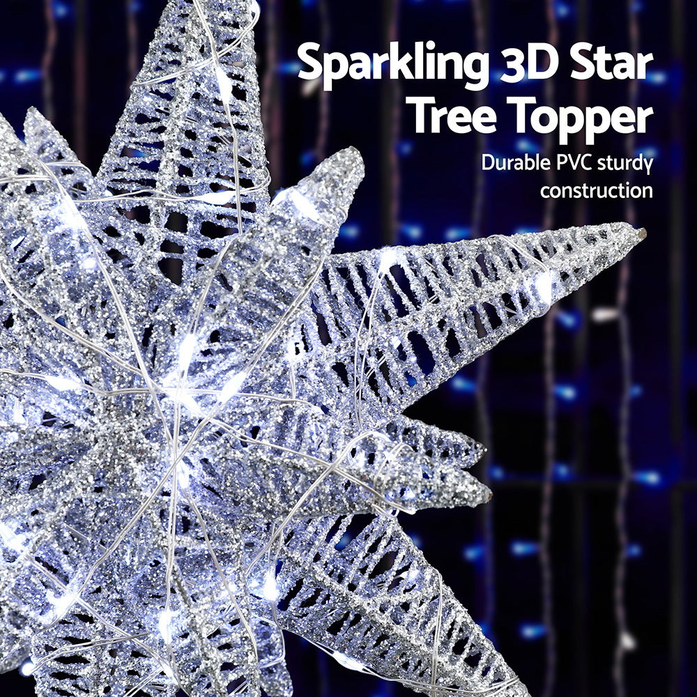 Jingle Jollys 3D Christmas Tree Topper Star LED Decorations Xmas Party Timer-4