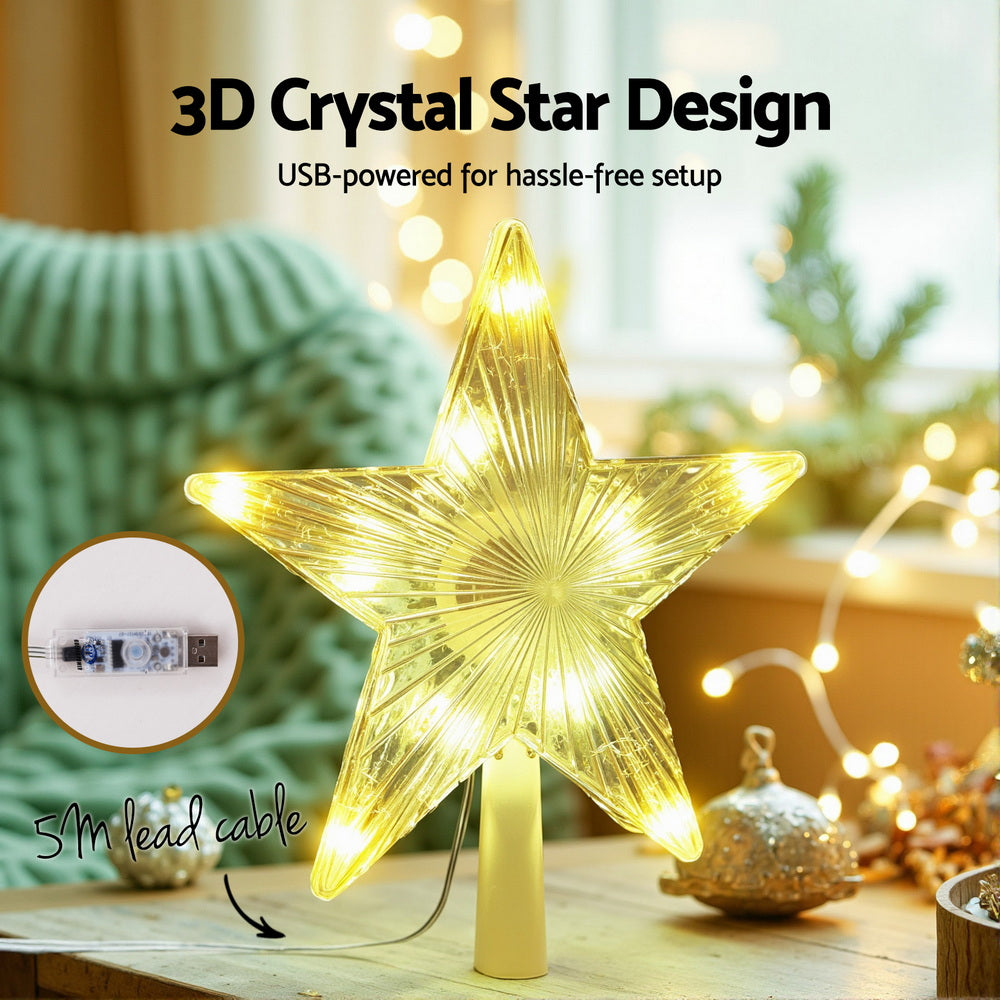 Jingle Jollys Christmas Tree Topper Star RGB LED Xmas Decor 80 Modes APP Control-5