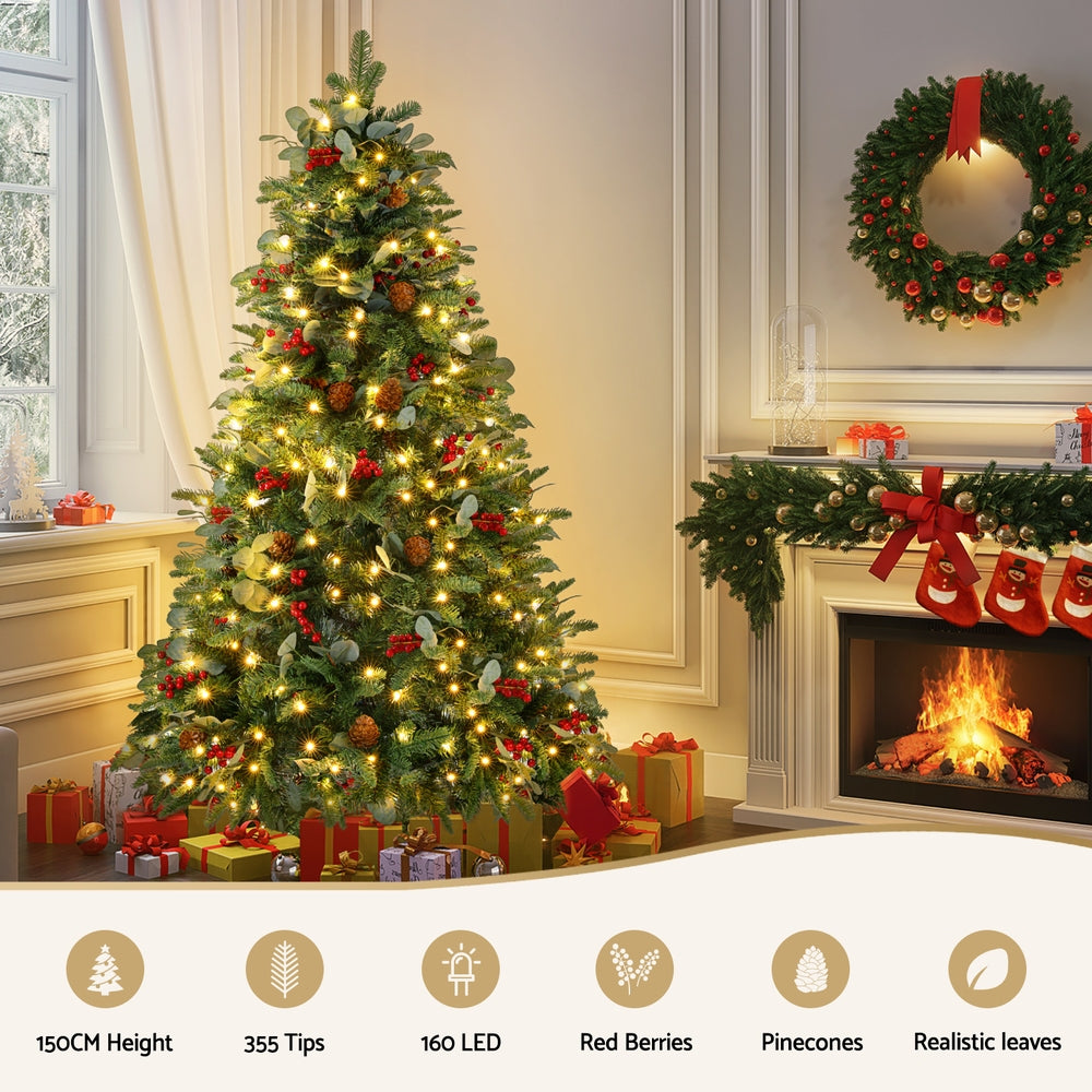 Jingle Jollys Christmas Tree 1.5m 160 LED Xmas Tree Party Decorations 355 Tips-3