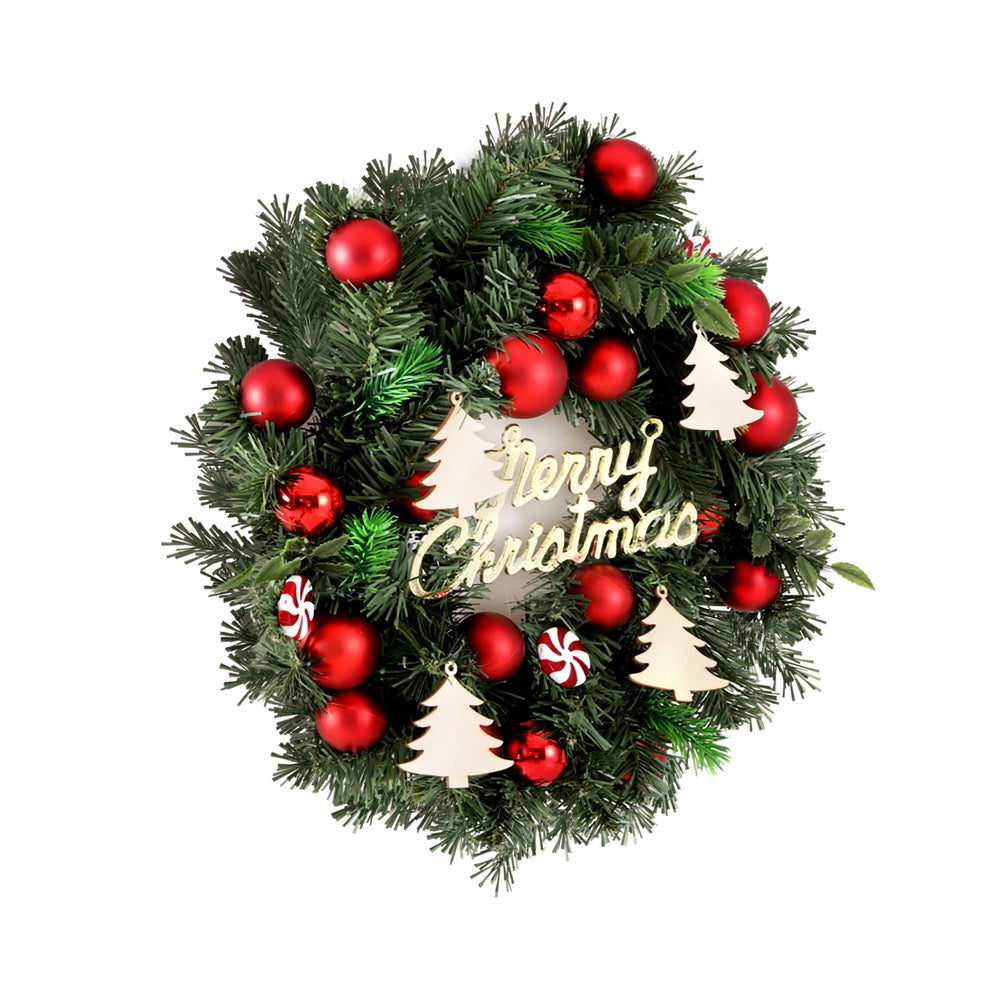 Jingle Jollys Christmas Wreath 40CM Xmas Garland Baubles Ornaments Party Decor-2