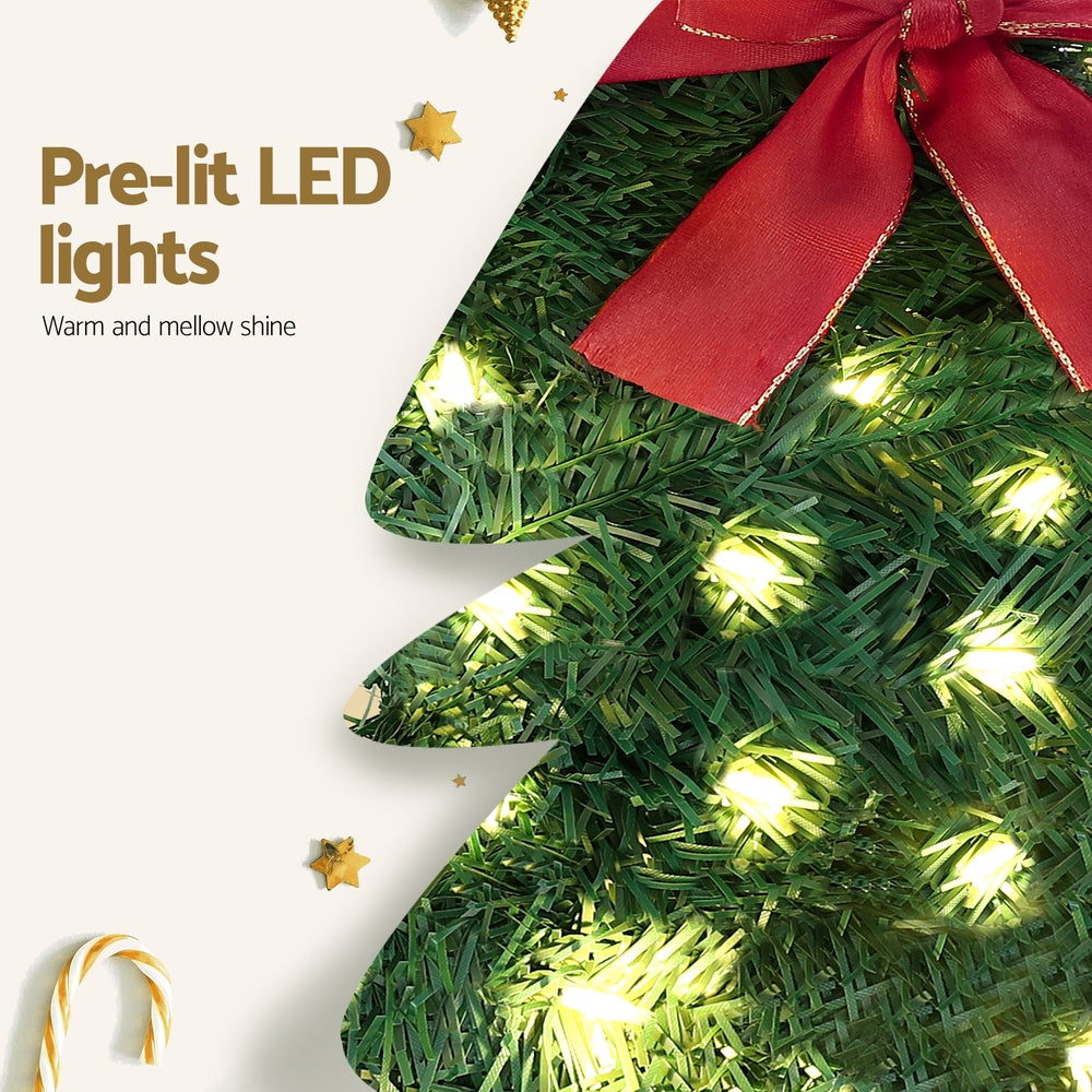 Jingle Jollys Cat Christmas Wreath Pre-lit 20 LED Xmas Decor Bow Flower 35x30cm-5