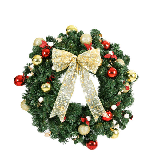 Jingle Jollys Christmas Wreath 60CM LED Garland Berries Bow Baubles Xmas Decor-0