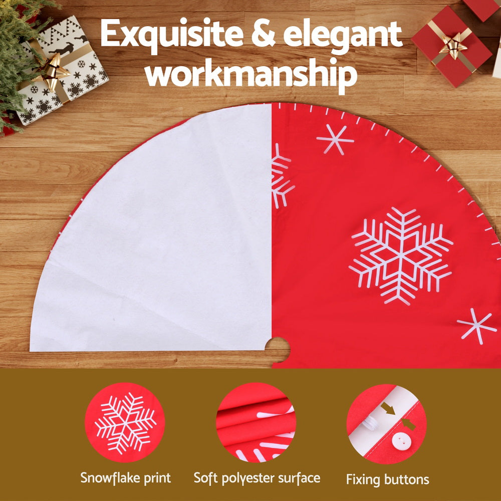 Jingle Jollys Christmas Tree Skirt 120cm Snowflake Ornaments Party Decorations-3