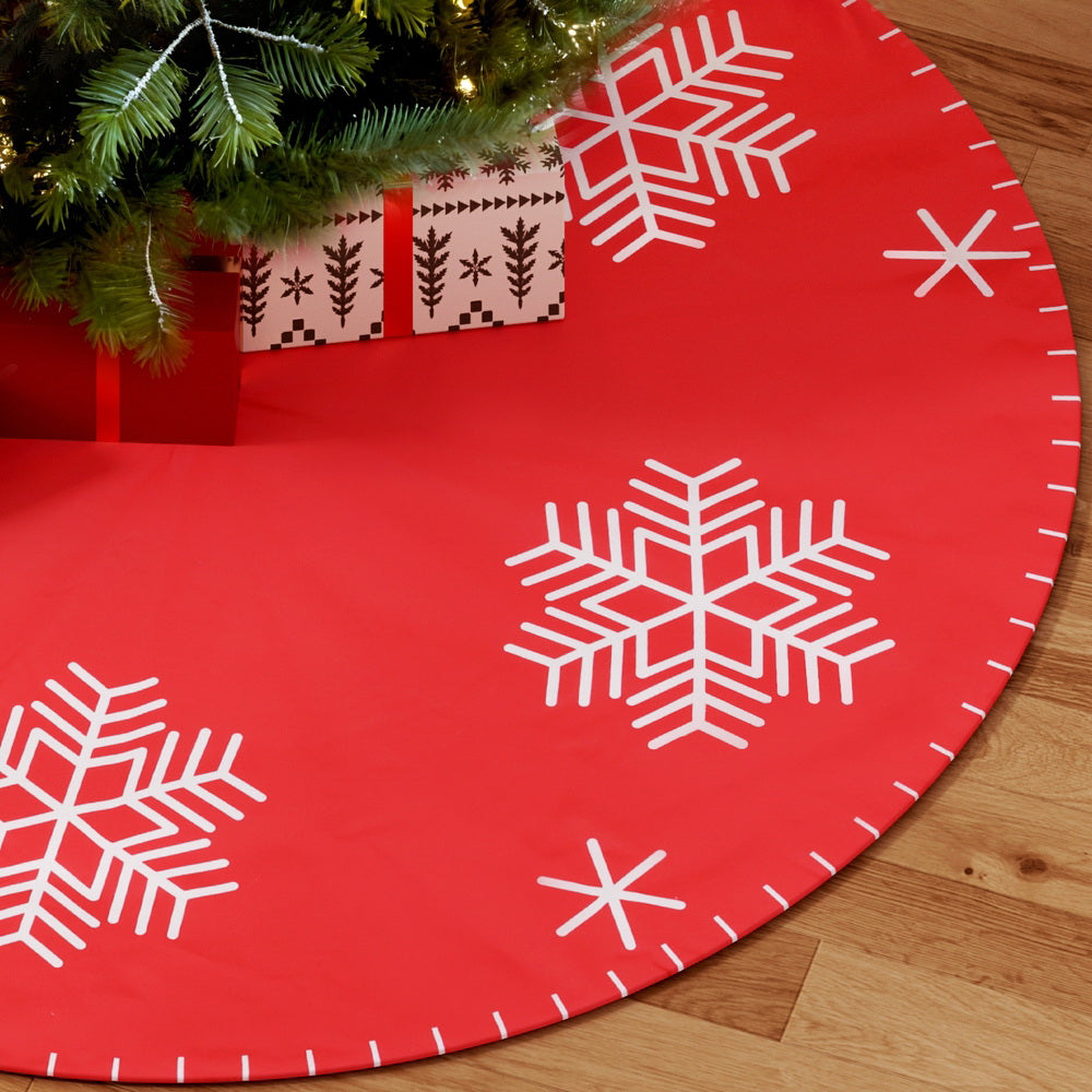 Jingle Jollys Christmas Tree Skirt 120cm Snowflake Ornaments Party Decorations-6