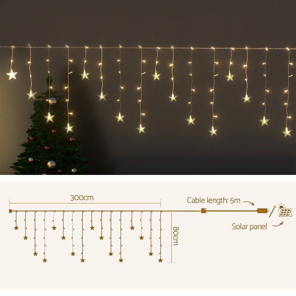 Jingle Jollys Solar Christmas Lights 80 LED 3M Icicle Light Star Decorations-1