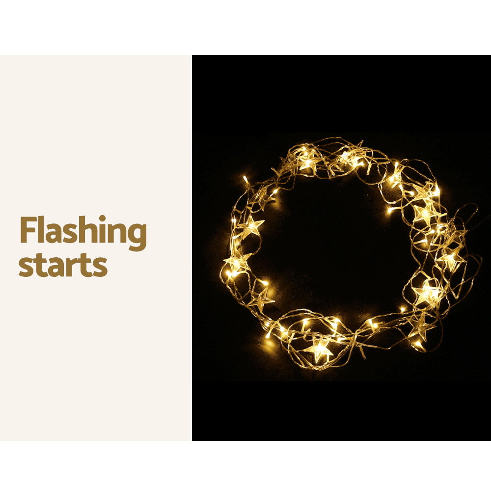 Jingle Jollys Solar Christmas Lights 80 LED 3M Icicle Light Star Decorations-3