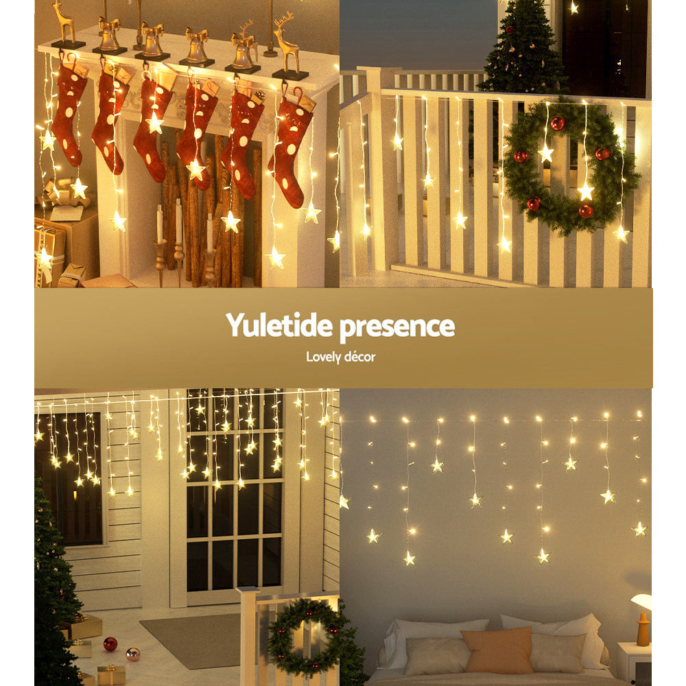 Jingle Jollys Solar Christmas Lights 80 LED 3M Icicle Light Star Decorations-5