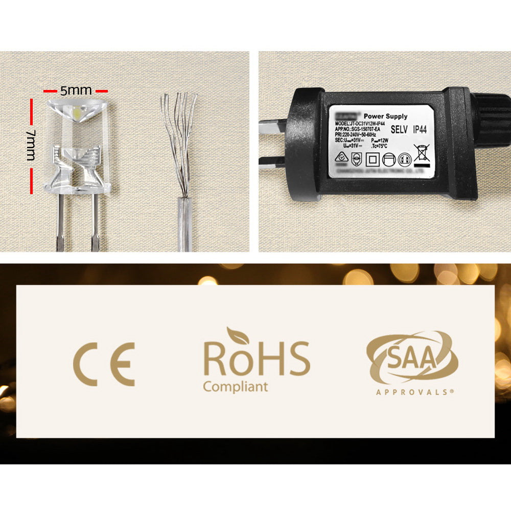 3X6M Christmas Lights Curtain Light Warm White 600 LED Jingle Jollys-4