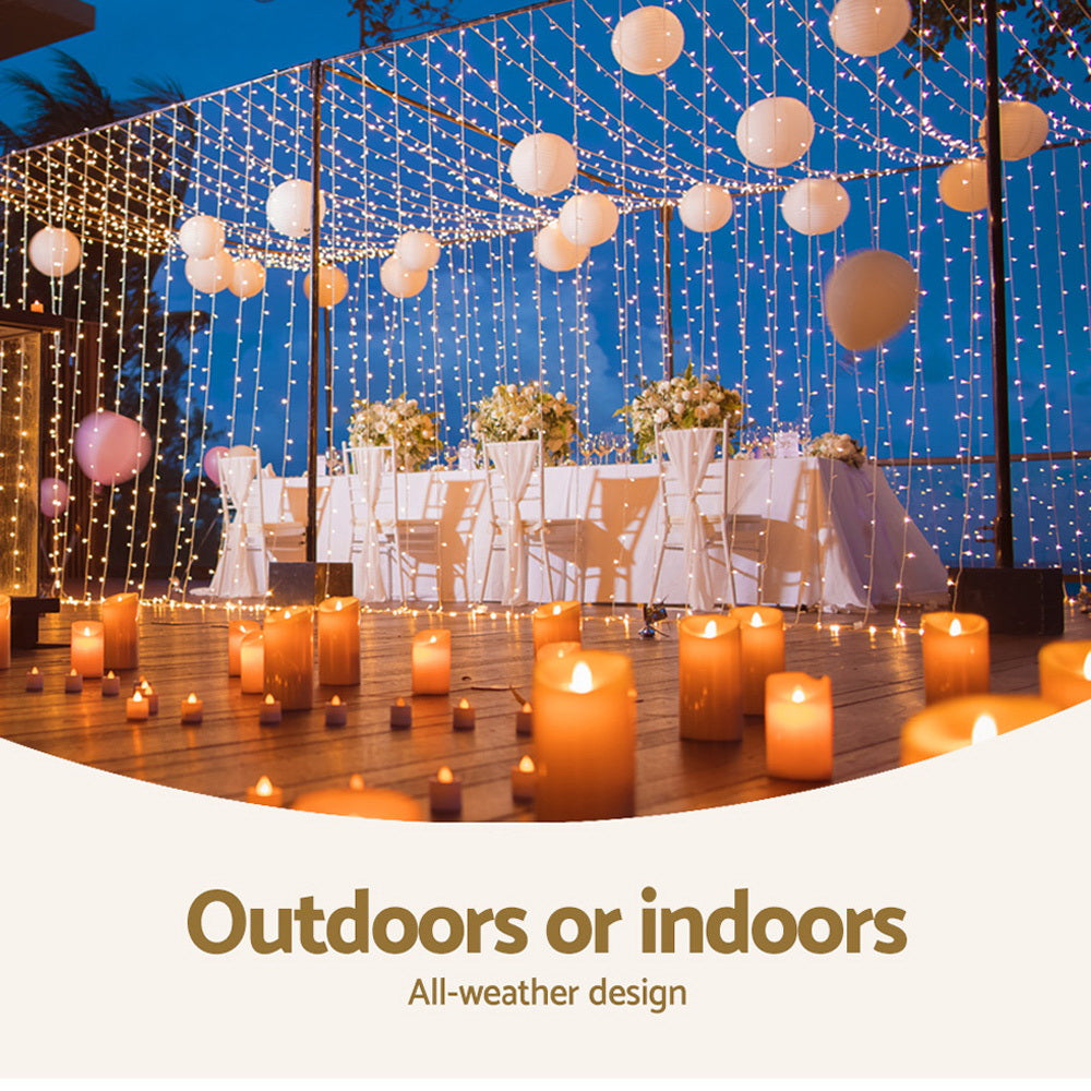 3X6M Christmas Lights Curtain Light Warm White 600 LED Jingle Jollys-5