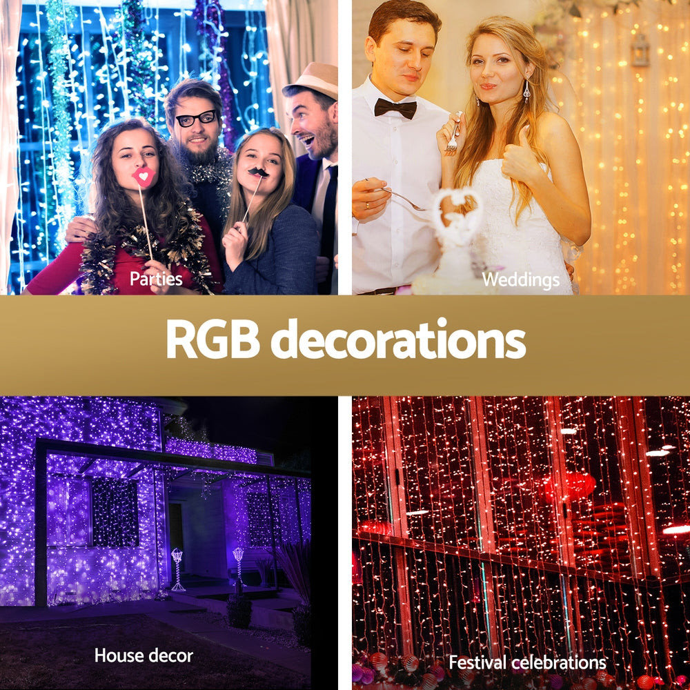 3X6M Christmas Lights Curtain Light 960 LED RGB Remote Jingle Jollys-3