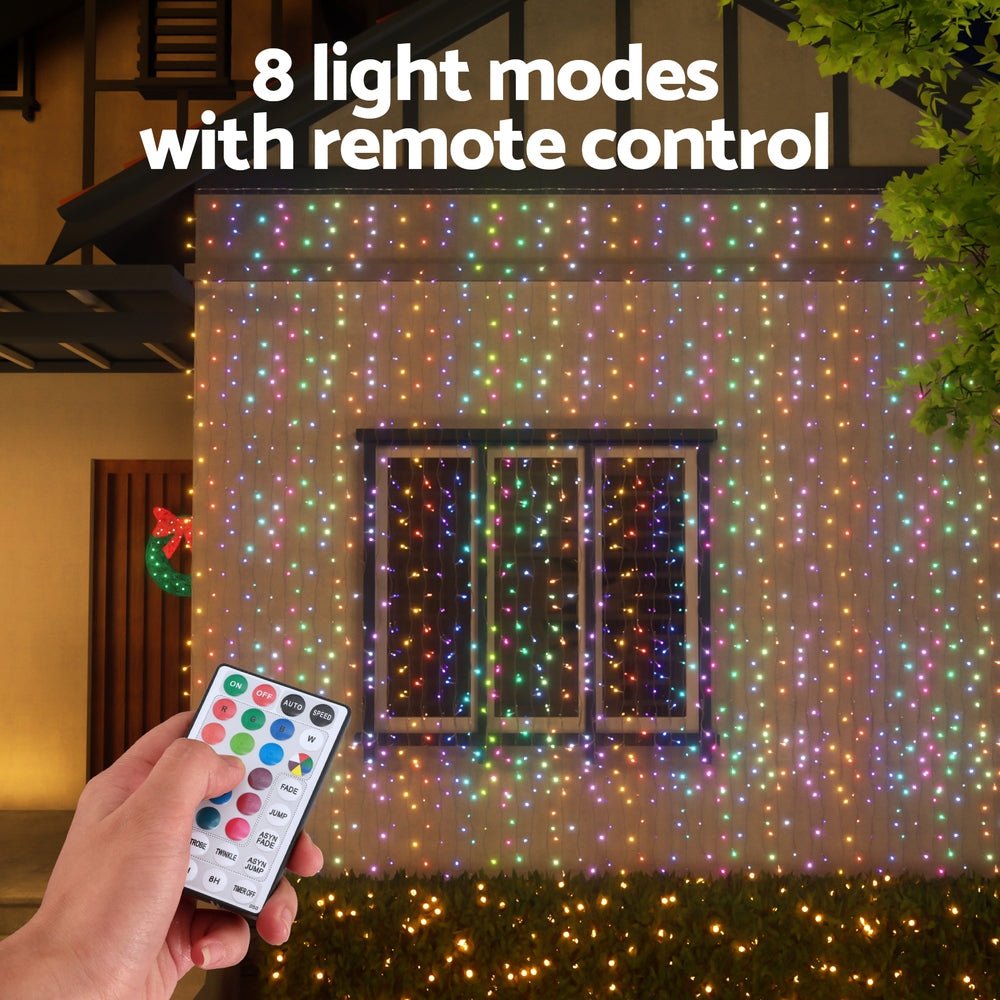 3X6M Christmas Lights Curtain Light 960 LED RGB Remote Jingle Jollys-5