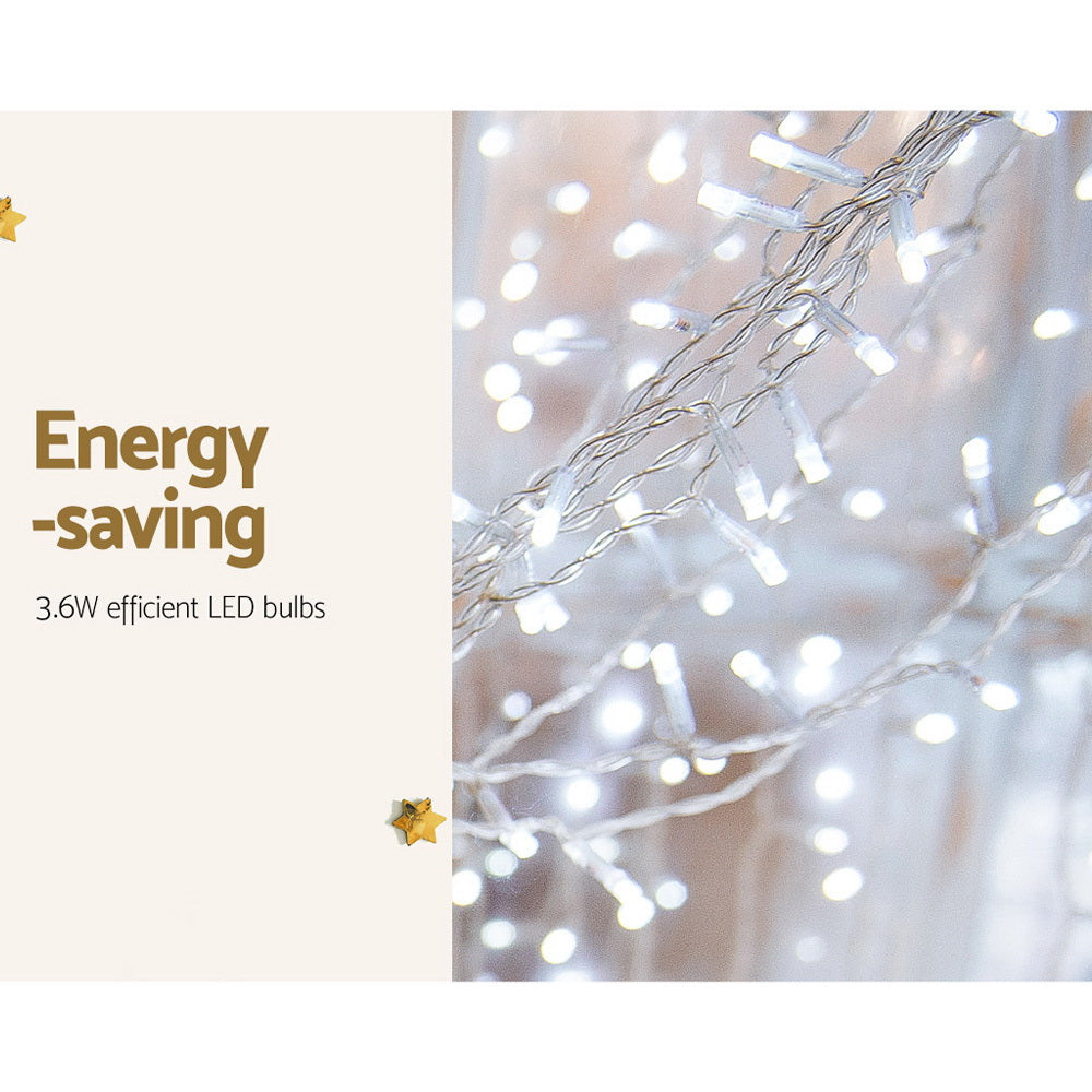 3X6M Christmas Lights Curtain Light Cool White 600 LED Jingle Jollys-2