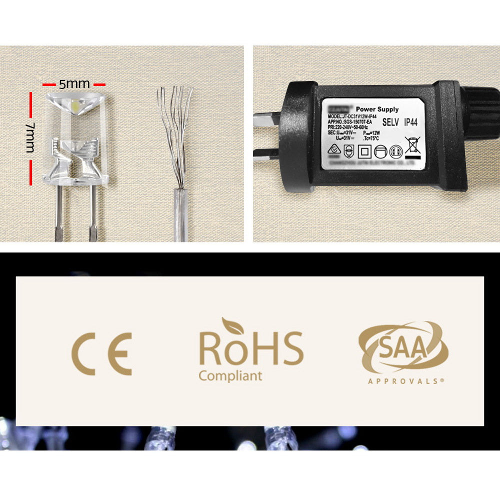 3X6M Christmas Lights Curtain Light Cool White 600 LED Jingle Jollys-4