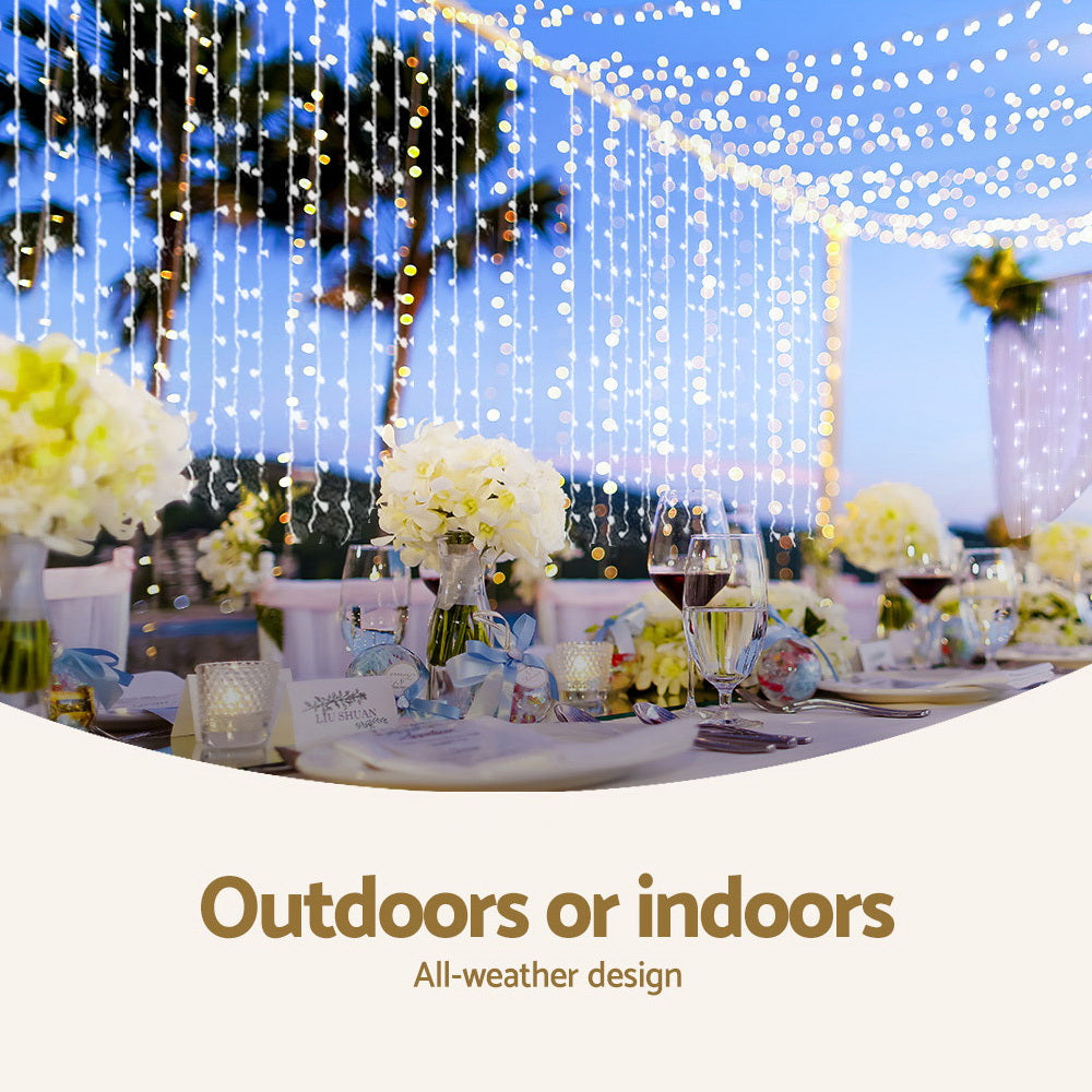 3X6M Christmas Lights Curtain Light Cool White 600 LED Jingle Jollys-5