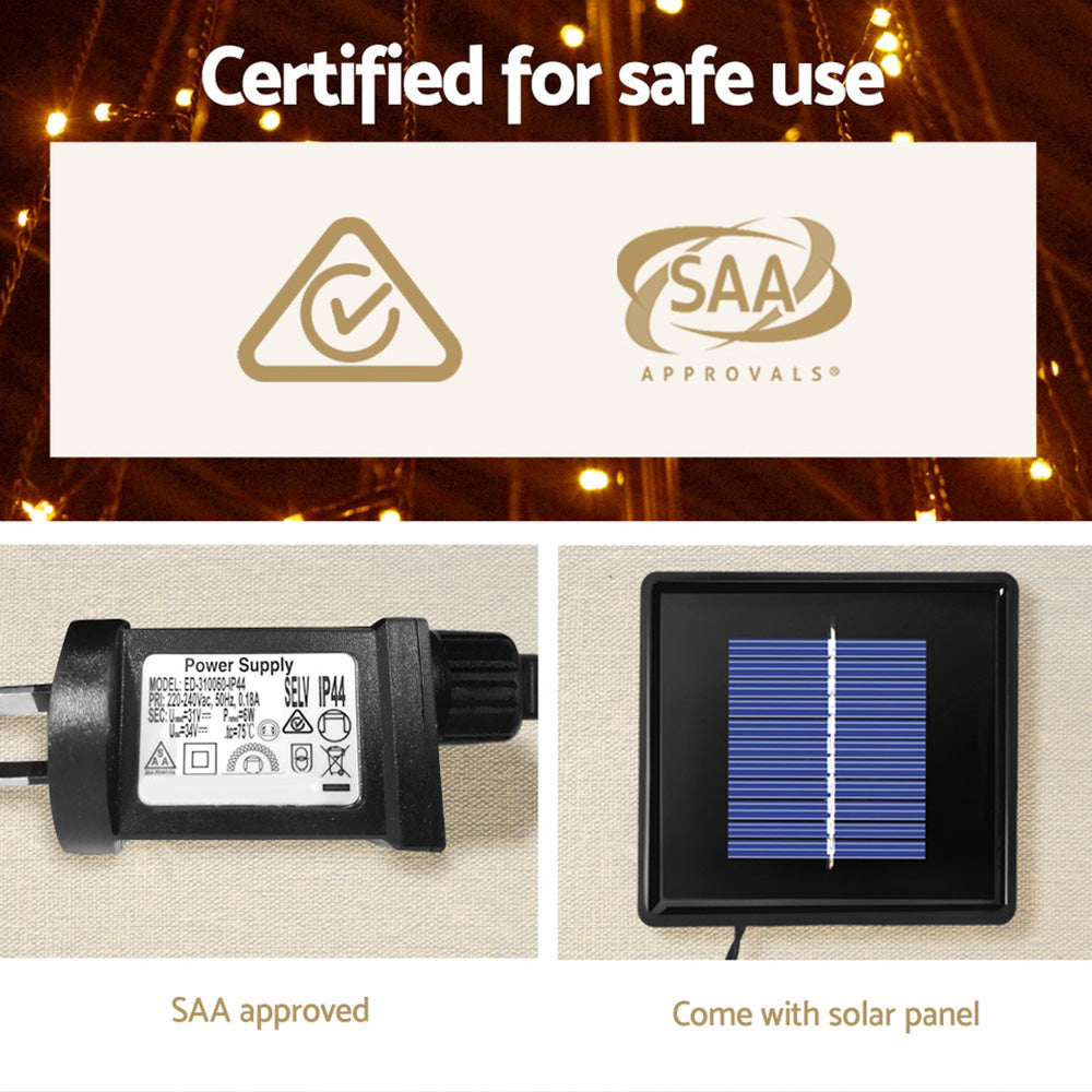 2.1M Christmas Tree LED Solar Warm Jingle Jollys-6