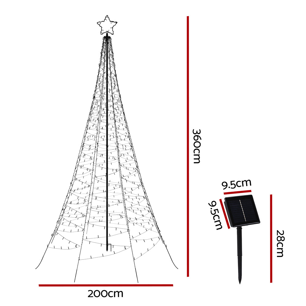 3.6M Christmas Tree 800 LED Solar Net Lights Jingle Jollys-1