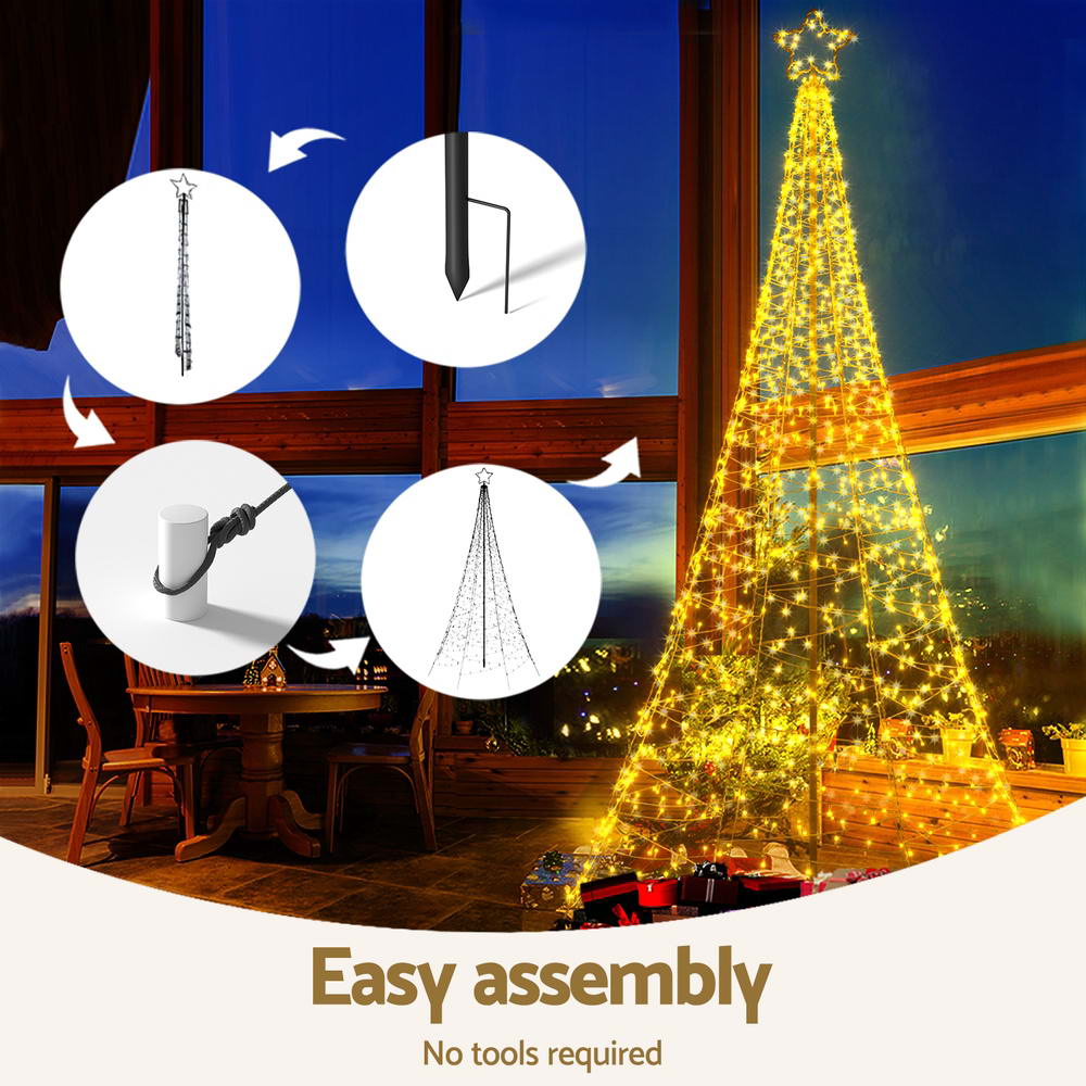 3.6M Christmas Tree 800 LED Solar Net Lights Jingle Jollys-5