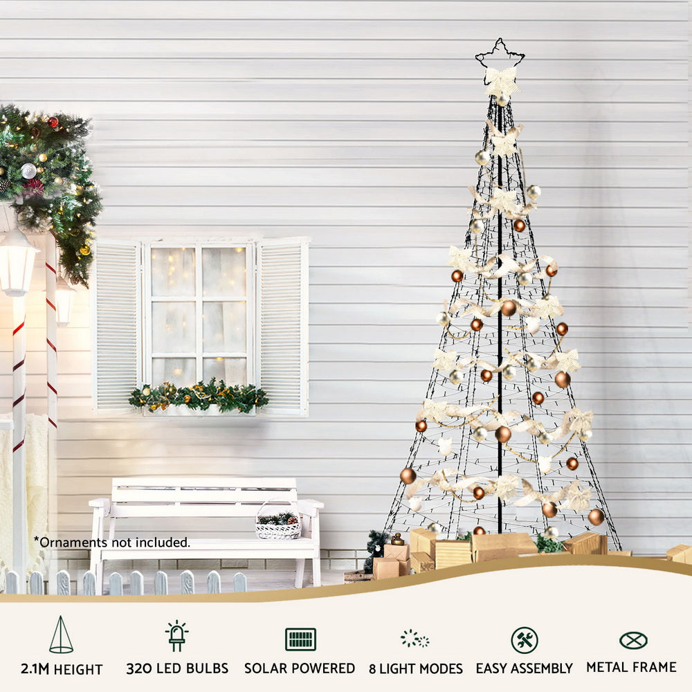 Jingle Jollys Solar Christmas Tree 2.1m 320 LED Net Lights Xmas Trees Decoration-3
