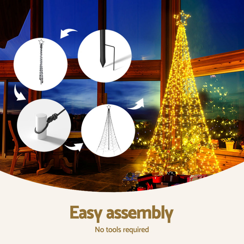 Jingle Jollys Solar Christmas Tree 2.1m 320 LED Net Lights Xmas Trees Decoration-4