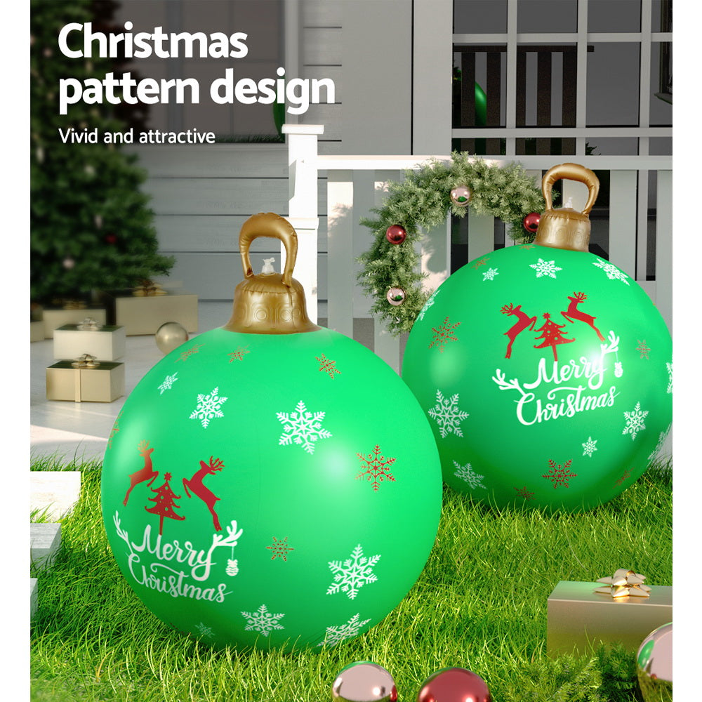 Jingle Jollys Christmas Inflatable Ball Bauble 60cm Outdoor Decoration Green-5