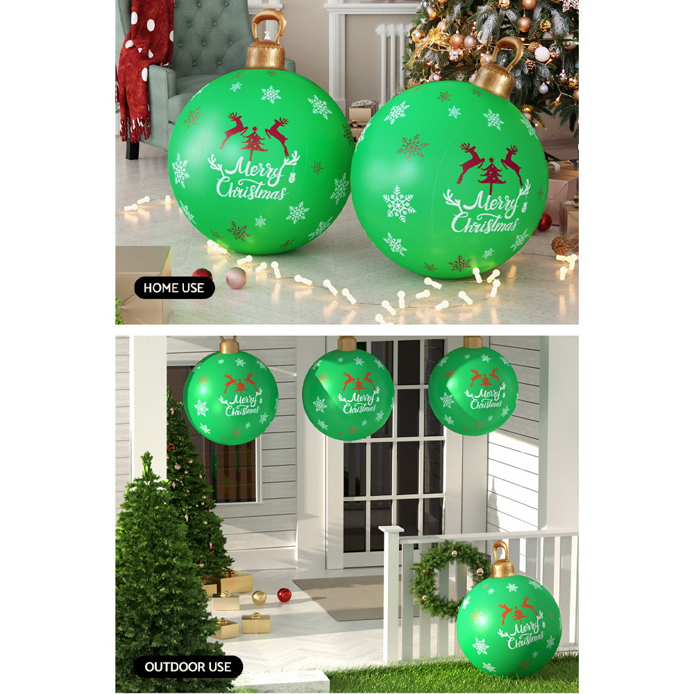 Jingle Jollys Christmas Inflatable Ball Bauble 60cm Outdoor Decoration Green-6