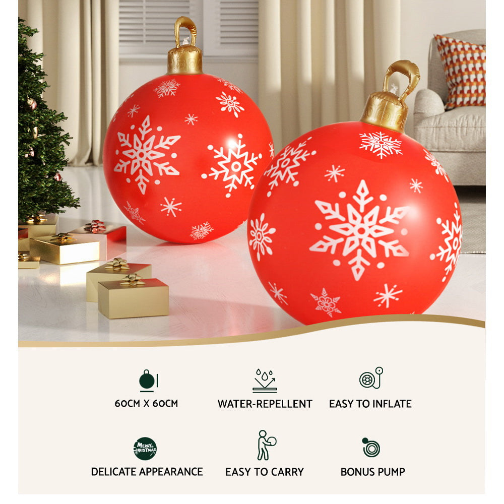 Jingle Jollys Christmas Inflatable Ball Bauble 60cm Outdoor Decoration Red-3