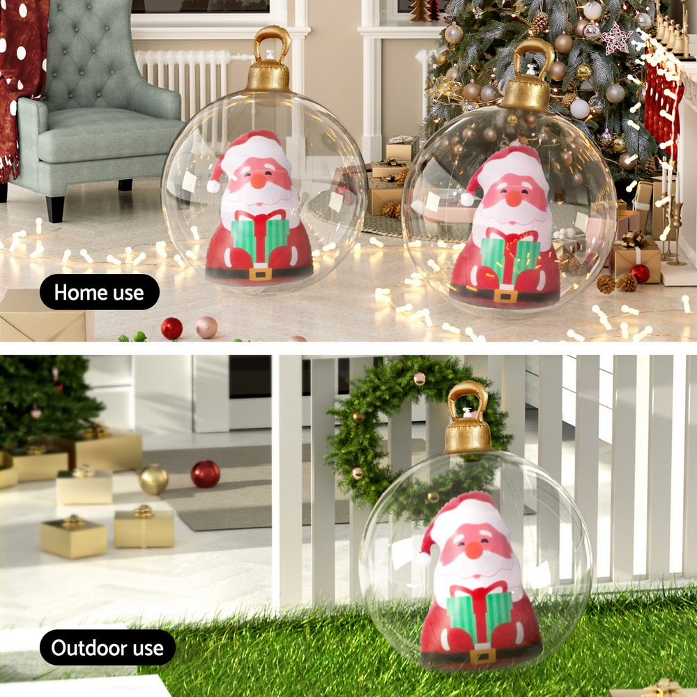 Jingle Jollys Christmas Inflatable Ball 60cm Santa Decoration Giant Bauble Clear-4