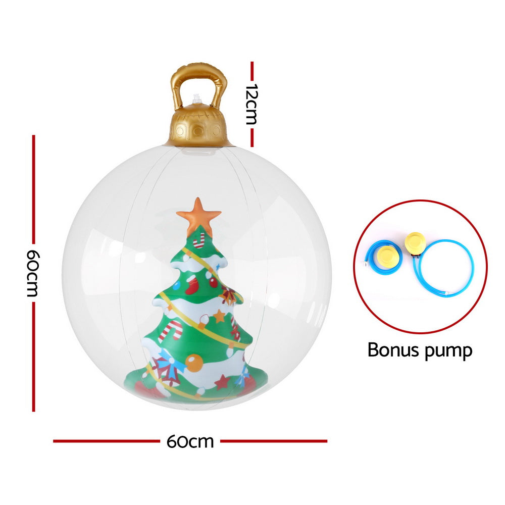 Jingle Jollys Christmas Inflatable Ball 60cm Tree Decoration Giant Bauble Clear-1