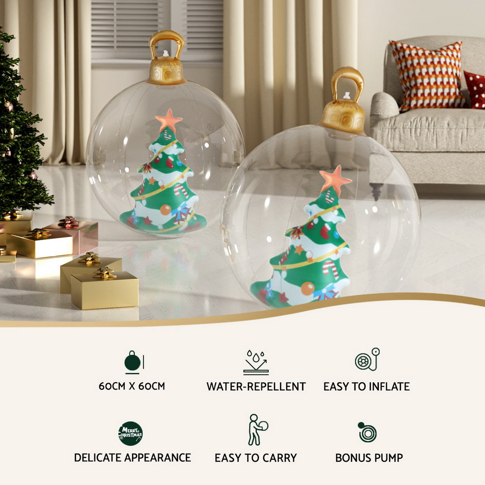 Jingle Jollys Christmas Inflatable Ball 60cm Tree Decoration Giant Bauble Clear-3