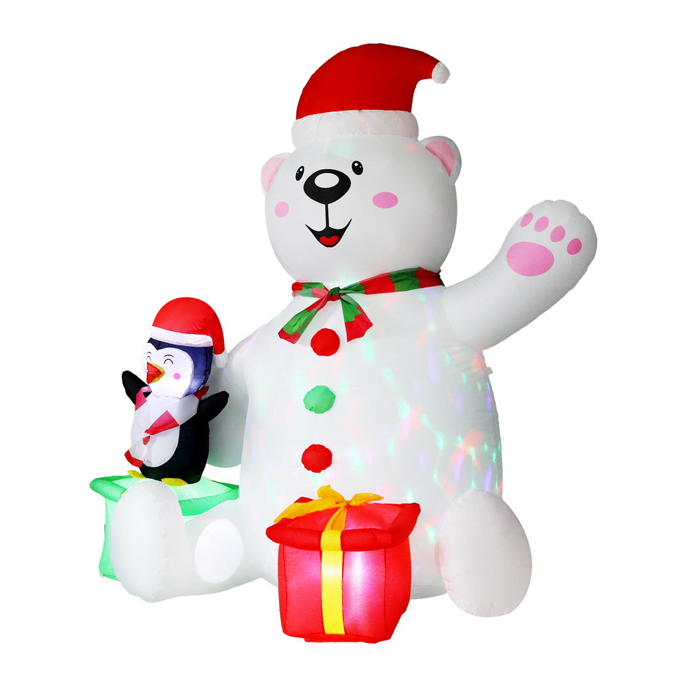 Jingle Jollys Christmas Inflatable Bear 1.8M Height LED Outdoor Decorations Illuminated-0