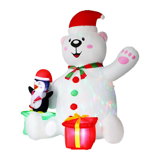 Jingle Jollys Christmas Inflatable Bear 1.8M Height LED Outdoor Decorations Illuminated-0